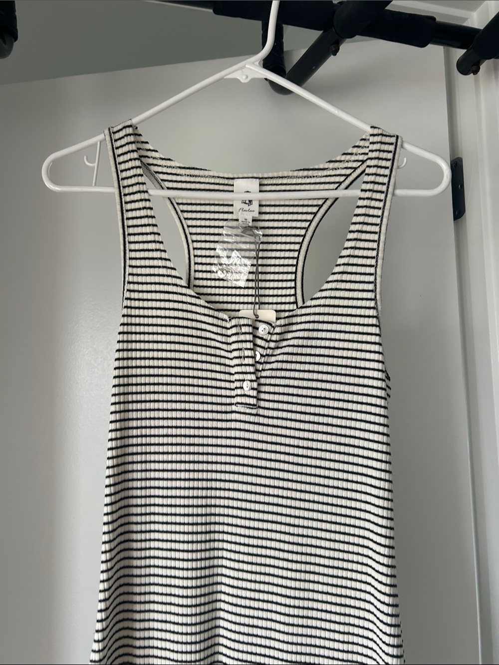 NWT, Flawless Black and White Striped Ribbed Midi Dress